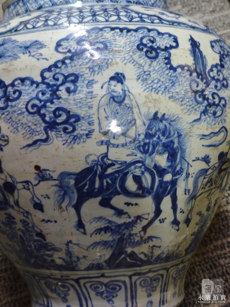 明空白期 青花文人访友图大罐 - 图8